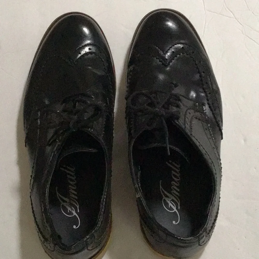 Amali Black Wingtip Dress‎ Brogue Tie Shoes 8 1/2